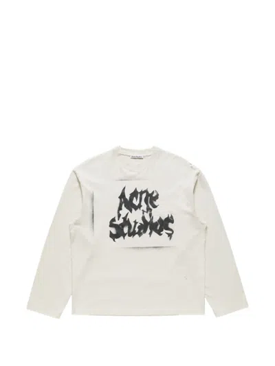 Acne Studios Logo-print Distressed T-shirt In White