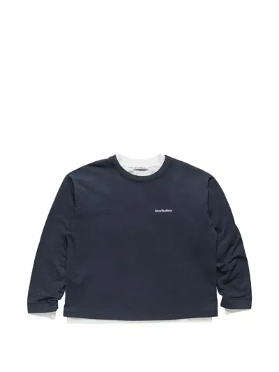 Acne Studios Logo-print Layered Sweatshirt In 블루