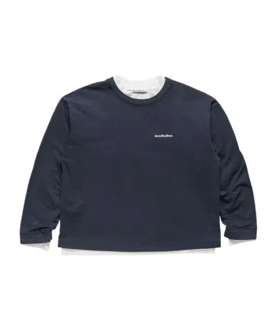 Acne Studios Logo-print Layered Sweatshirt In Blue