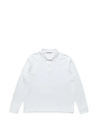 Acne Studios Logo-print Long-sleeve Polo Shirt In Weiss