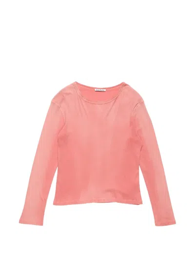 Acne Studios Logo-print Long-sleeve T-shirt In Pink