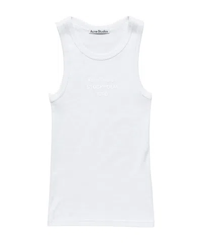 Acne Studios Logo-print Ribbed Tank Top In White