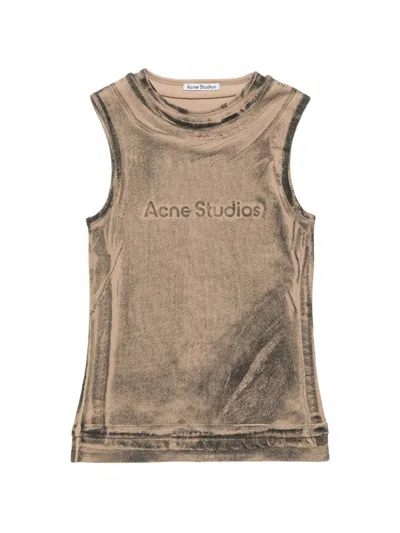 Acne Studios Logo-print Sleeveless Top In Neutral
