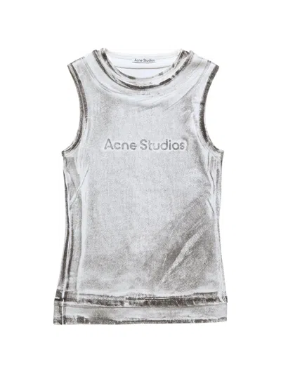 Acne Studios Logo-print Top In Silver