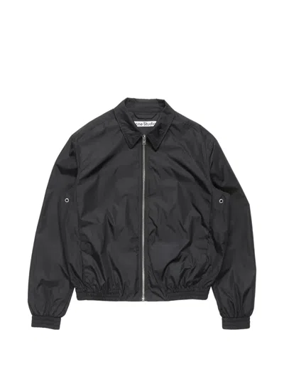 Acne Studios Logo-print Zip-up Jacket In Black