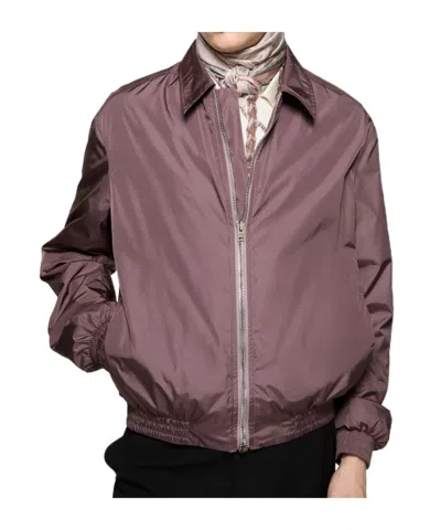 Acne Studios Logo-print Zip-up Lightweigt Jacket In Burgundy