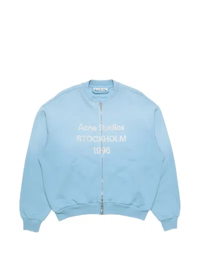 Acne Studios Logo-print Zip-up Sweatshirt In Blue