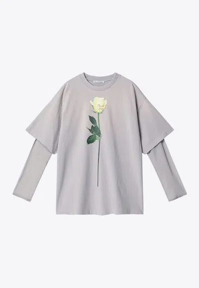 Acne Studios Logo-printed Crewneck T-shirt In Gray