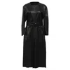 Acne Studios Long Coat With Belt In Black Leather In Black