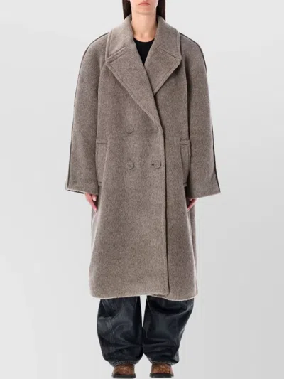 Acne Studios Long Coat With Notched Lapels And Pockets In Gray