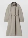 Acne Studios Long Jacket Belted Waist Contrast Collar Pockets In Multi