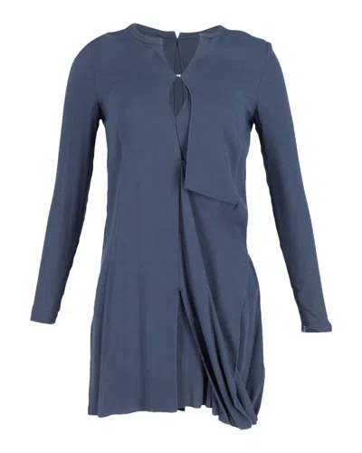Acne Studios Long Sleeve Asymmetric Mini Dress In Navy Blue Viscose
