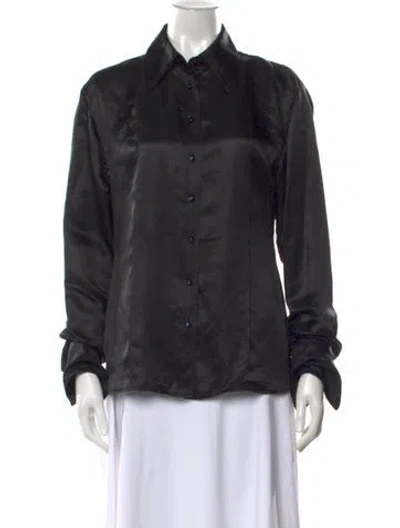 Pre-owned Acne Studios Long Sleeve Button-up Top In Black