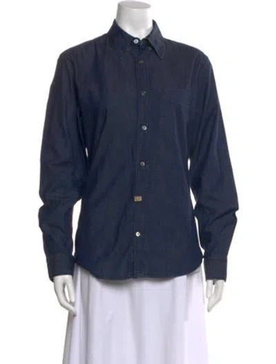 Pre-owned Acne Studios Long Sleeve Button-up Top In Blue
