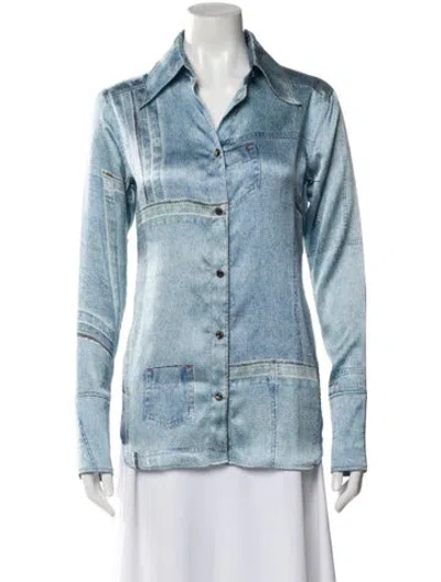 Pre-owned Acne Studios Long Sleeve Button-up Top In Blue