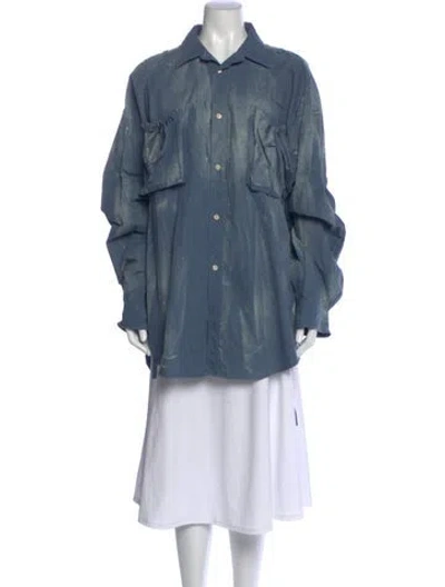 Pre-owned Acne Studios Long Sleeve Button-up Top In Blue