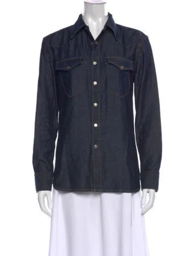 Pre-owned Acne Studios Long Sleeve Button-up Top In Blue