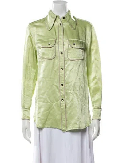 Pre-owned Acne Studios Long Sleeve Button-up Top In Green