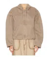 Acne Studios Womens Charcoal Grey Gathered-hem Drawstring-hooded Woven Bomber Jacket In Nude