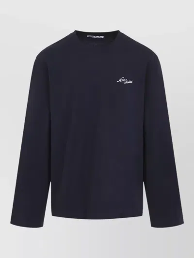 Acne Studios Long Sleeve Crew Neck Organic Cotton T-shirt In Black