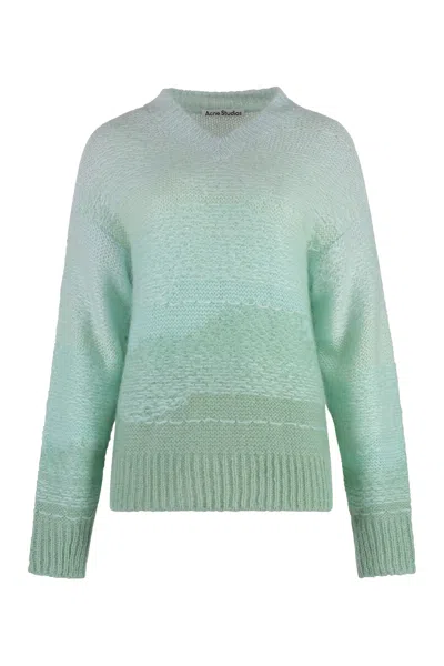 Acne Studios Long Sleeve Crew-neck Sweater In Light Blue