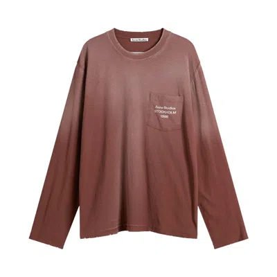 Pre-owned Acne Studios Long-sleeve Crewneck T-shirt With Logo Chest Pocket 'chocolate Brown' | Men's Size M