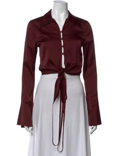 Pre-owned Acne Studios Long Sleeve Crop Top In Burgundy