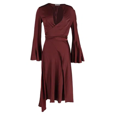 Acne Studios Long Sleeve Dress In Burgundy Satin
