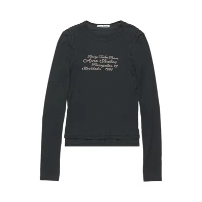Pre-owned Acne Studios Long-sleeve Layered Logo T-shirt 'black' | Women's Size Xs
