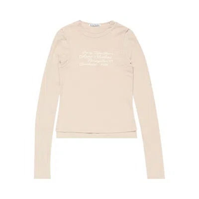 Pre-owned Acne Studios Long-sleeve Layered Logo T-shirt 'oatmeal Beige' | Tan | Women's Size Xs In Brown