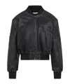 Acne Studios Vintage Leather Cropped Bomber Jacket In Black