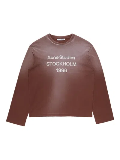 Acne Studios Oversized Printed Organic Cotton And Hemp-blend Jersey T-shirt In Brown