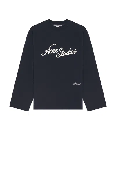 Acne Studios Long Sleeve Logo T-shirt In Blue