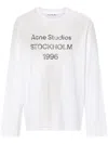 Acne Studios Womens Dusty White Edden 1996 Long-sleeve Cotton And Hemp-blend Jersey T-shirt