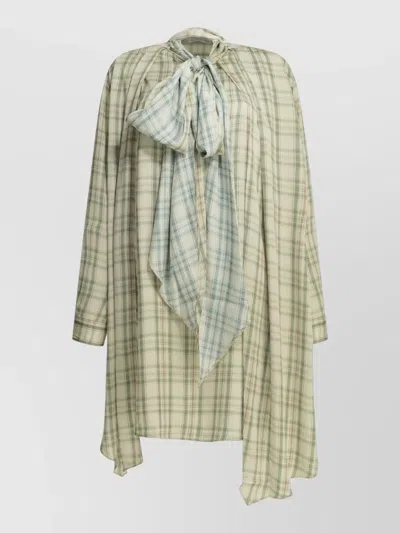 Acne Studios Long Sleeve Loose Fit Plaid Shirt Dress In Multi
