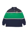 Acne Studios Womens Navy Green Stripe-print Brand-embroidered Cotton-jersey Polo Sweatshirt Dress In Multi