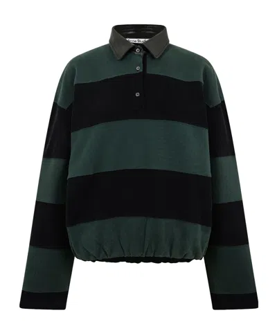 Acne Studios Long Sleeve Polo Shirt In Black