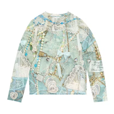 Pre-owned Acne Studios Long-sleeve Print T-shirt 'blue/multicolor' | Men's Size L