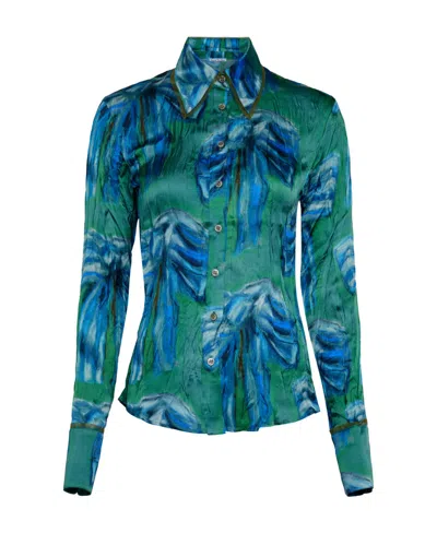 Acne Studios Long Sleeve Printed Shirt In Blue