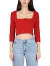 Acne Studios Square Collar Blouse With Hook Button In Red