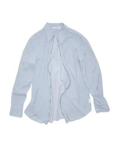 Acne Studios Long-sleeve Zip-up Shirt In Blue