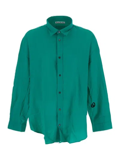 Acne Studios Long Sleeved Button In Green