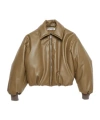 Acne Studios Faux Leather Zipped Bomber Jacket In Brown