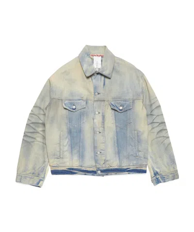 Acne Studios Long-sleeved Denim Coat In Gray