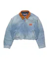 Acne Studios Leather Collar Denim Bomber Jacket In Blue
