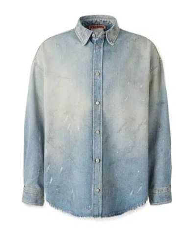 Acne Studios Long-sleeved Denim Jacket In Gray