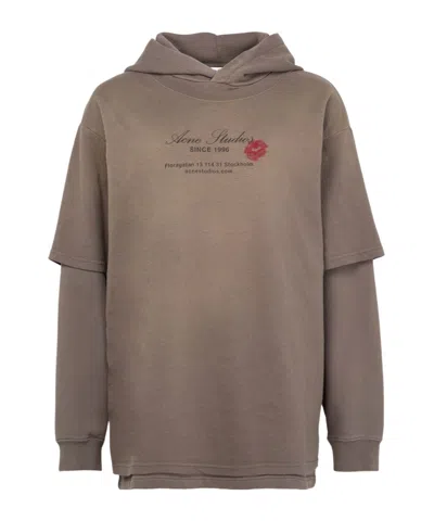 Acne Studios Long-sleeved Hooded Hoodie In Grey