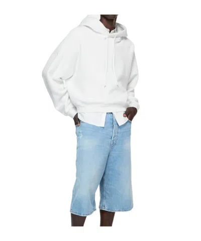 Acne Studios Long-sleeved Hooded Sweatshirt In White