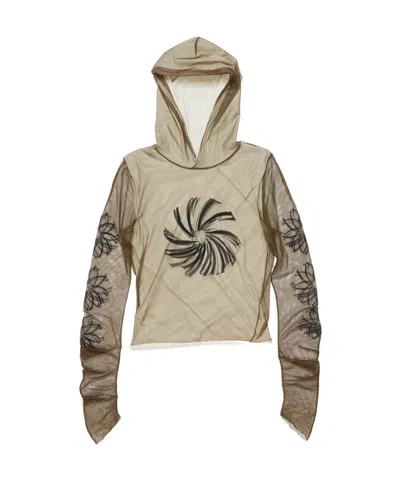 Acne Studios Long-sleeved Hooded T-shirt In Nude