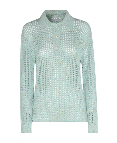 Acne Studios Long Sleeved Knitted Sweater In Green